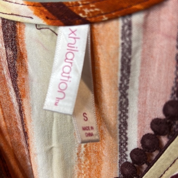 Women’s XHILARATION Romper Striped Cold Shoulder with Pom-Pom Trim & Pockets - Picture 3 of 9